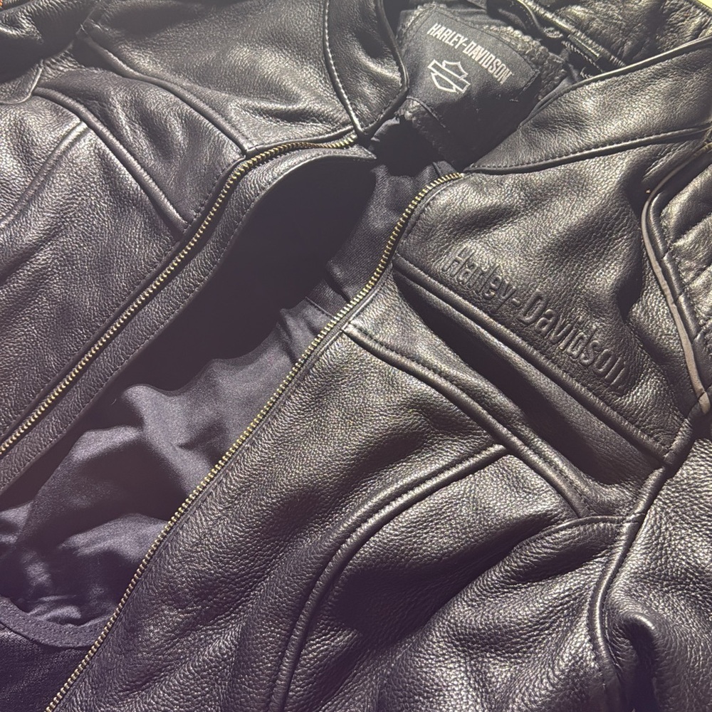 Harley-Davidson Women's Black Quilted Leather Motorcycle Jacket - Picture 7 of 12